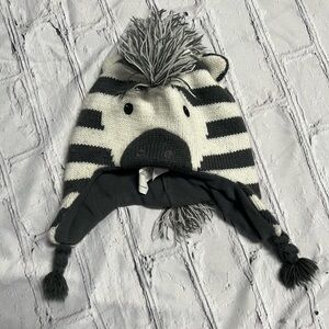 Old Navy Zebra Knit Kids Hat - Black and Cream - MED